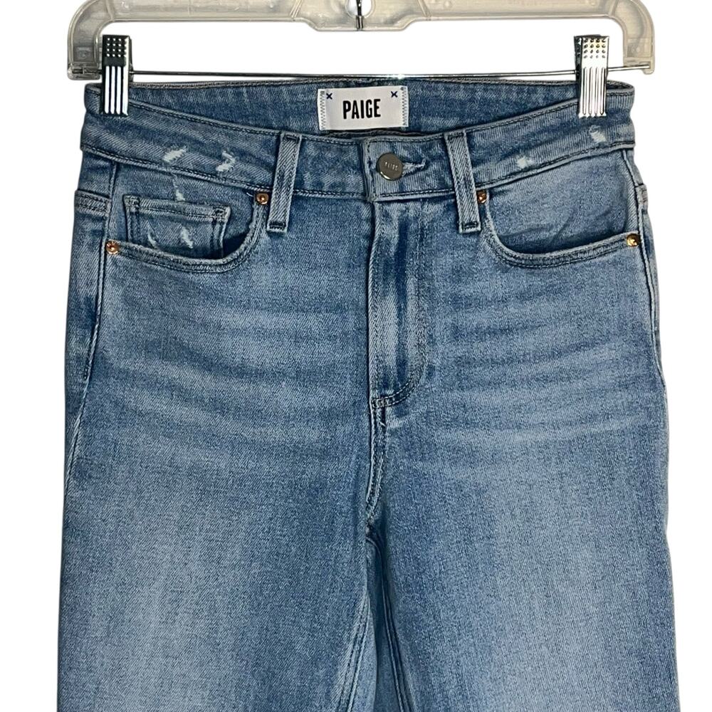 Paige Cindy Distressed Skinny Jeans Light Wash Stretch Denim Size 25 - Picture 2 of 7